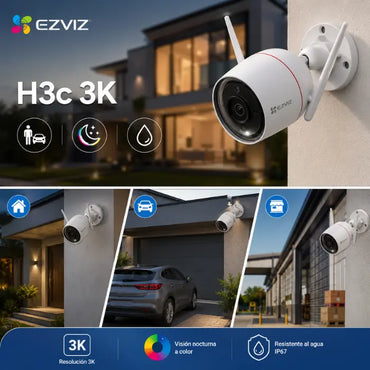 Cámara de seguridad 5MP fija wifi lente gran angular 108° EZVIZ hasta 512gb exteriores IA personas y autos