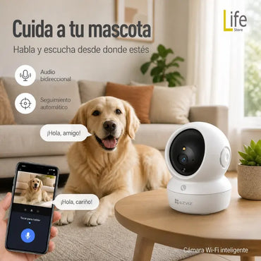 Cámara de seguridad 3MP wifi con movimiento 360° EZVIZ hasta 512GB interiores