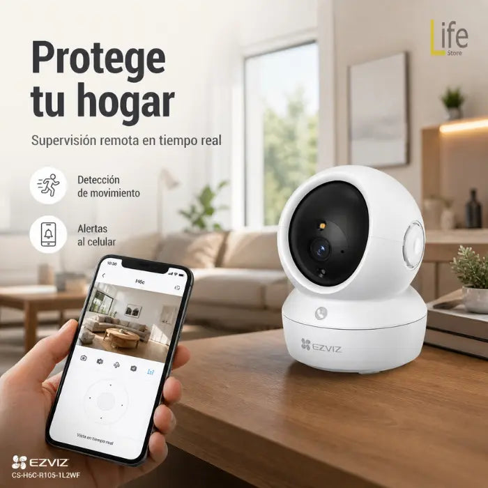 Cámara de seguridad 2MP wifi con movimiento 360° EZVIZ hasta 512GB interiores