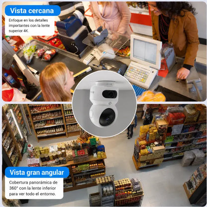 Cámara de seguridad 8MP wifi doble lente gran angular 108° y con movimiento 360° EZVIZ hasta 512GB interiores