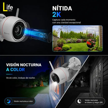 Cámara de seguridad 3MP fija wifi lente gran angular 108° EZVIZ hasta 512gb exteriores IA personas
