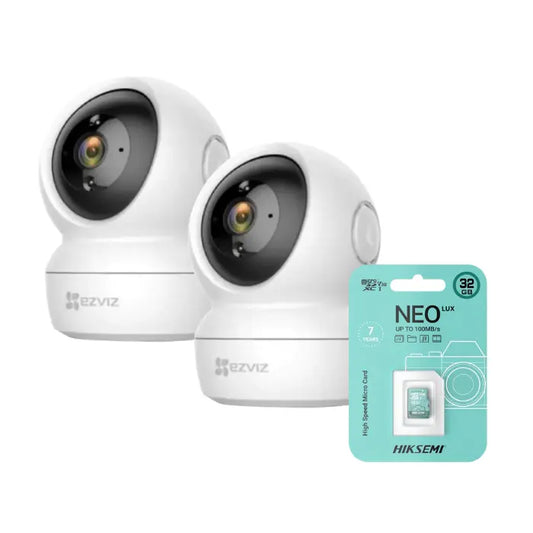Kit 2 cámaras EZVIZ interiores (2 movimiento 2MP) con 2 micro SD 32GB