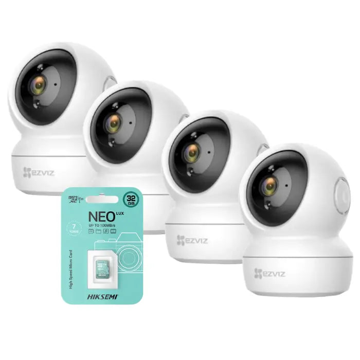 Kit 4 cámaras EZVIZ interiores (4 movimiento 2MP) con 4 micro SD 32GB