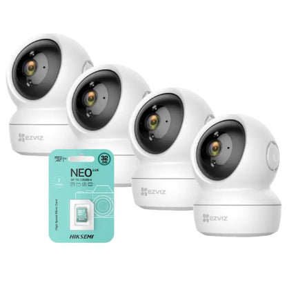Kit 4 cámaras EZVIZ interiores (4 movimiento 2MP) con 4 micro SD 32GB