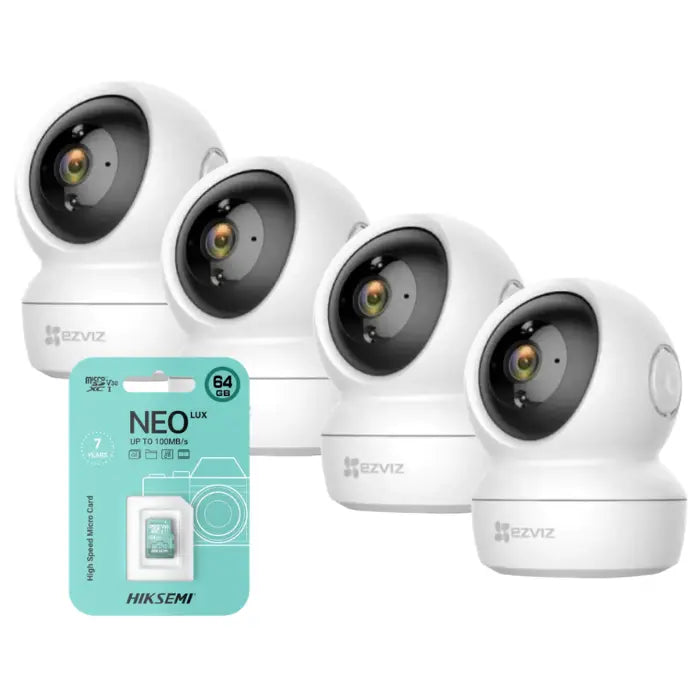 Kit 4 cámaras EZVIZ interiores (4 movimiento 2MP) con 4 micro SD 64GB